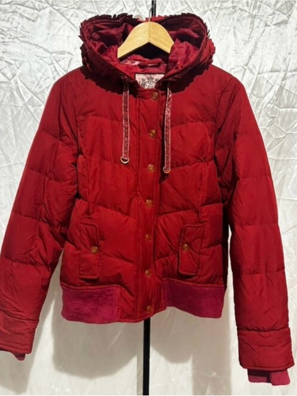 Y2K juicy couture Red Puffer Hooded Jacket - Women